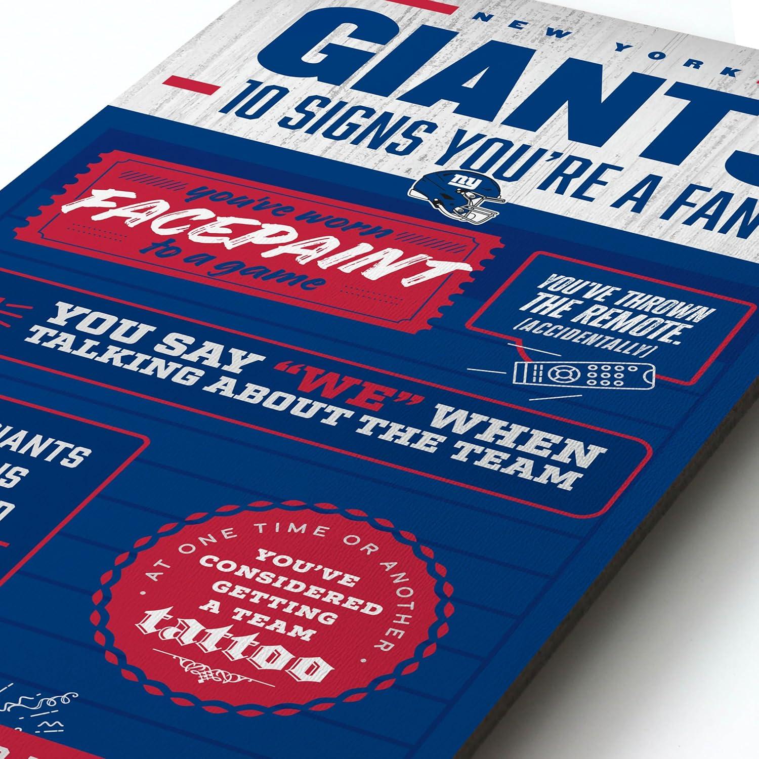 imageYouTheFan Officiallylicensed NFL 6x19 Top 10 Signs Banner  humorous descriptions  fun sports fan phrases original design indoor team wall decor fan giftNew York Giants