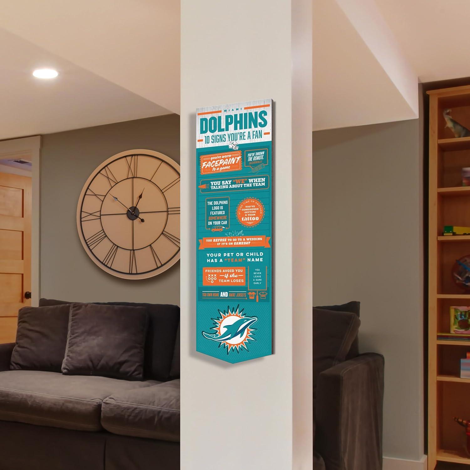 imageYouTheFan Officiallylicensed NFL 6x19 Top 10 Signs Banner  humorous descriptions  fun sports fan phrases original design indoor team wall decor fan giftMiami Dolphins