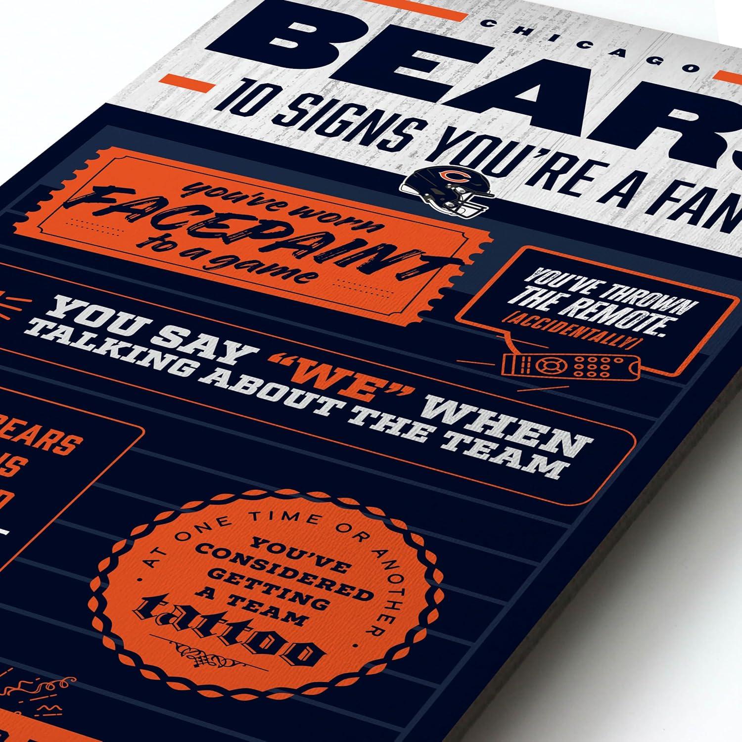 imageYouTheFan Officiallylicensed NFL 6x19 Top 10 Signs Banner  humorous descriptions  fun sports fan phrases original design indoor team wall decor fan giftChicago Bears