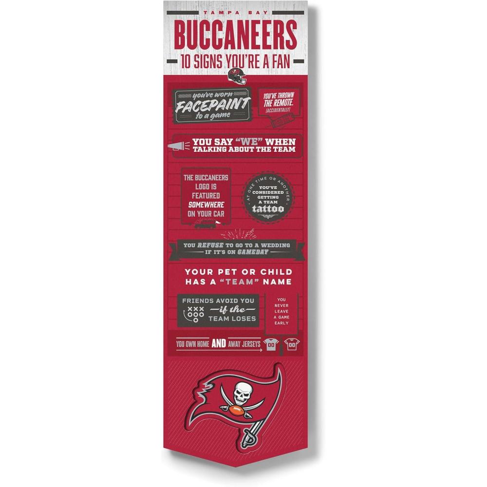 imageYouTheFan Officiallylicensed NFL 6x19 Top 10 Signs Banner  humorous descriptions  fun sports fan phrases original design indoor team wall decor fan giftTampa Bay Buccaneers