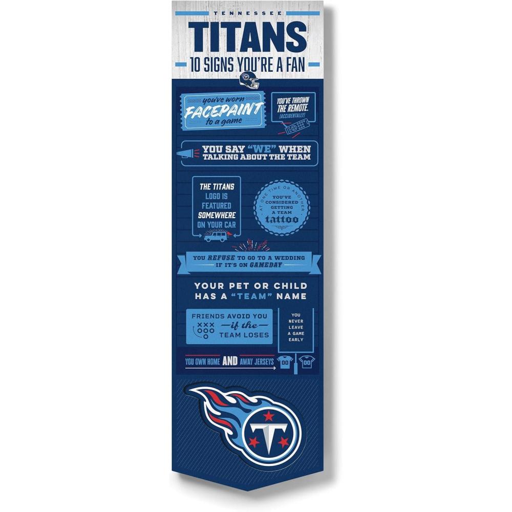 imageYouTheFan Officiallylicensed NFL 6x19 Top 10 Signs Banner  humorous descriptions  fun sports fan phrases original design indoor team wall decor fan giftTennessee Titans