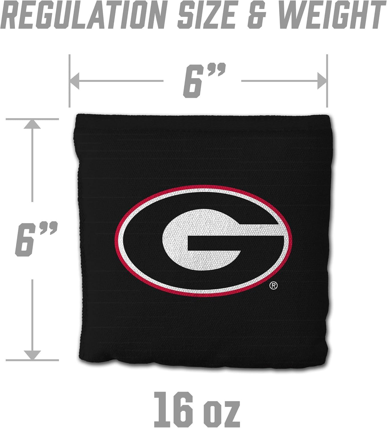 imageYouTheFan OfficiallyLicensed NCAA Set of 8 Cornhole Bags All Weather Dual Sided Slide ampamp Stop Regulation Size with Carry caseGeorgia Bulldogs