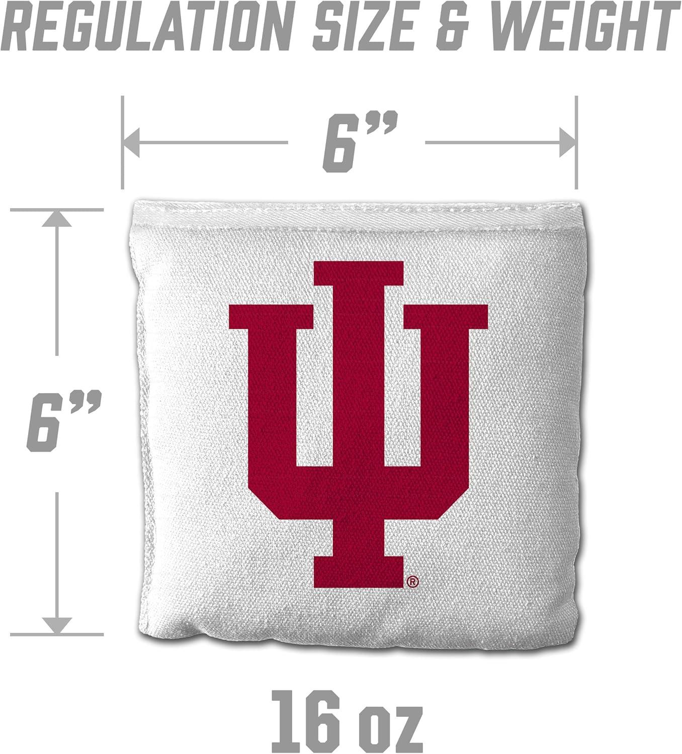 imageYouTheFan OfficiallyLicensed NCAA Set of 8 Cornhole Bags All Weather Dual Sided Slide ampamp Stop Regulation Size with Carry caseIndiana Hoosiers