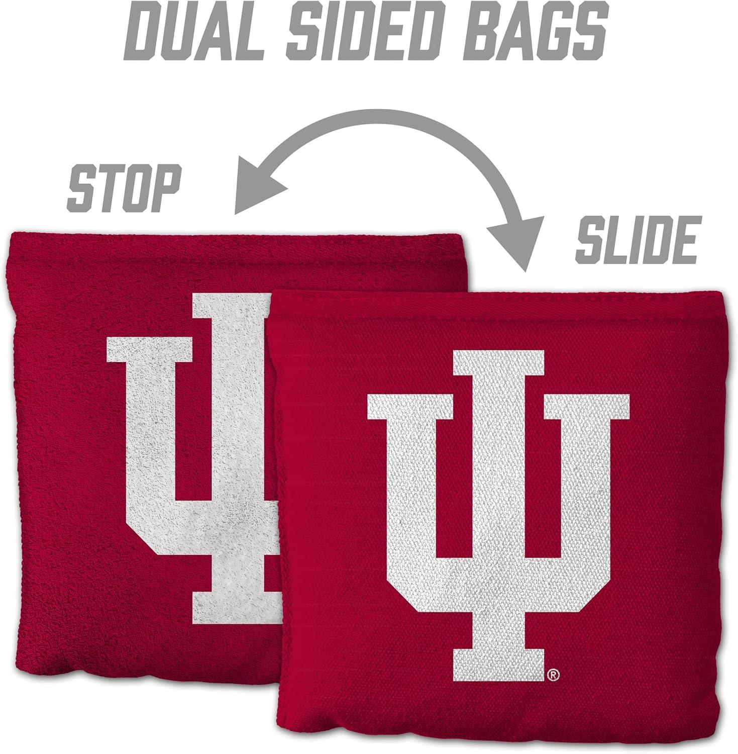 imageYouTheFan OfficiallyLicensed NCAA Set of 8 Cornhole Bags All Weather Dual Sided Slide ampamp Stop Regulation Size with Carry caseIndiana Hoosiers