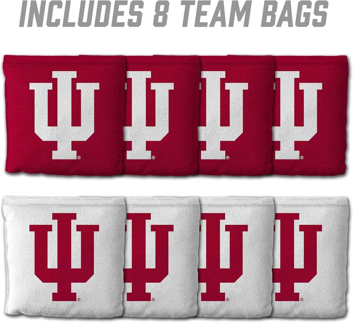 imageYouTheFan OfficiallyLicensed NCAA Set of 8 Cornhole Bags All Weather Dual Sided Slide ampamp Stop Regulation Size with Carry caseIndiana Hoosiers