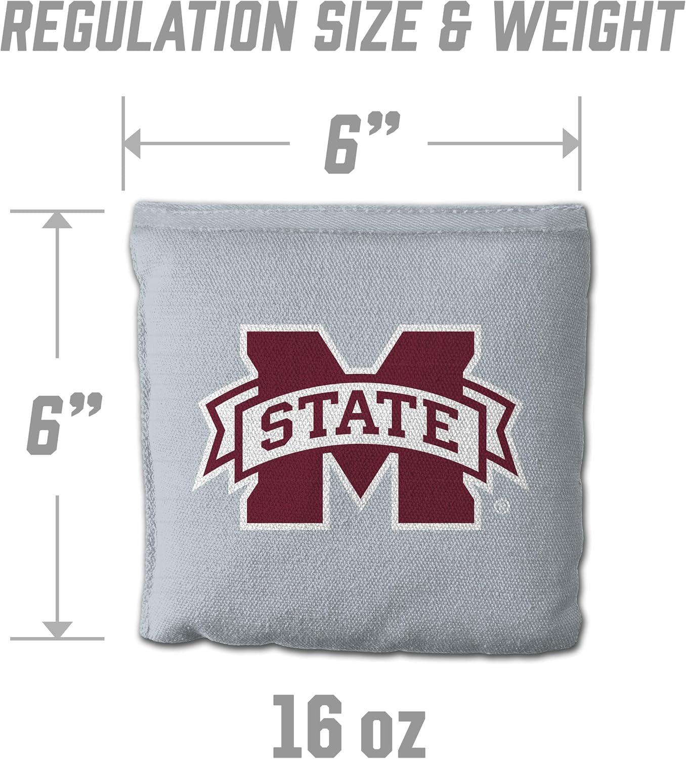 imageYouTheFan OfficiallyLicensed NCAA Set of 8 Cornhole Bags All Weather Dual Sided Slide ampamp Stop Regulation Size with Carry caseMississippi State Bulldogs