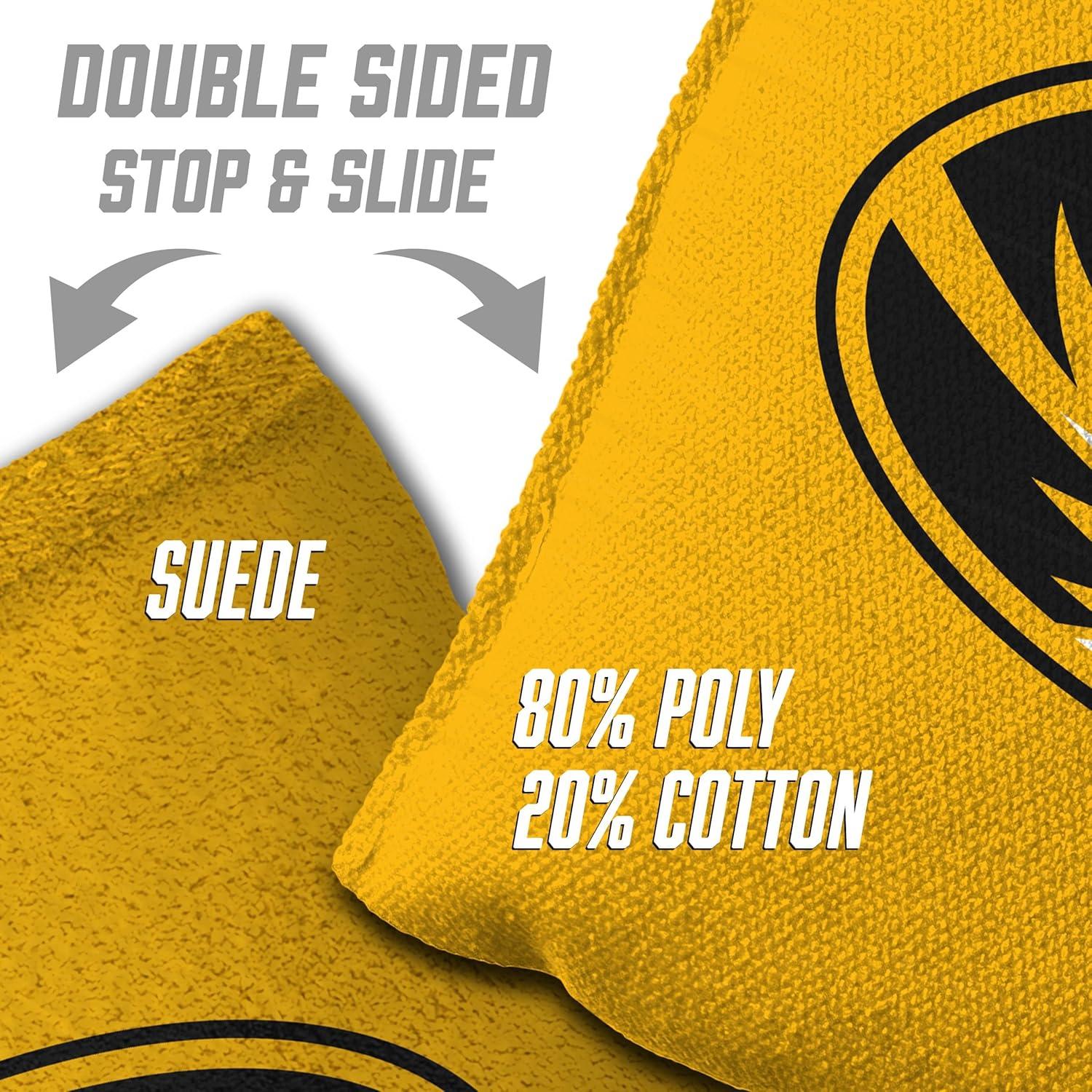 imageYouTheFan OfficiallyLicensed NCAA Set of 8 Cornhole Bags All Weather Dual Sided Slide ampamp Stop Regulation Size with Carry caseMissouri Tigers