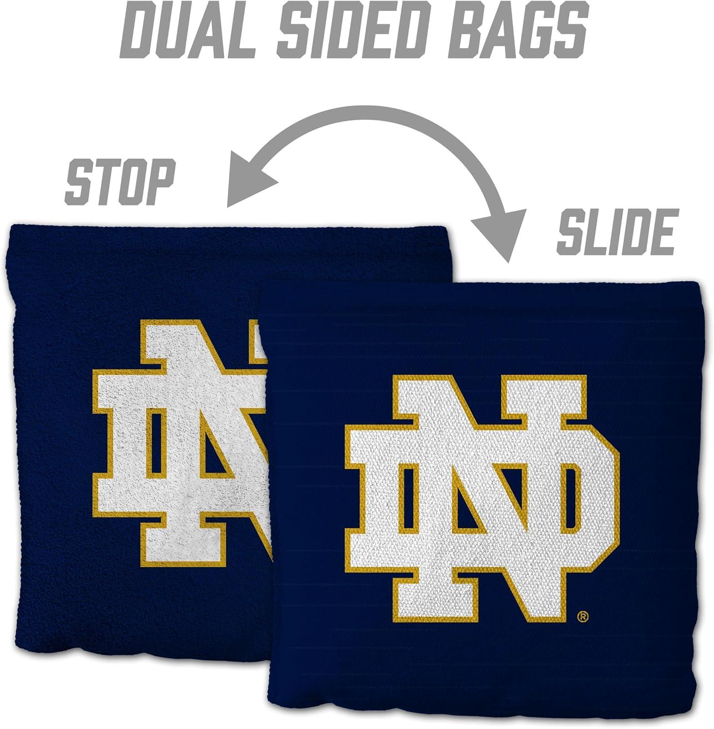imageYouTheFan OfficiallyLicensed NCAA Set of 8 Cornhole Bags All Weather Dual Sided Slide ampamp Stop Regulation Size with Carry caseNotre Dame Fighting Irish