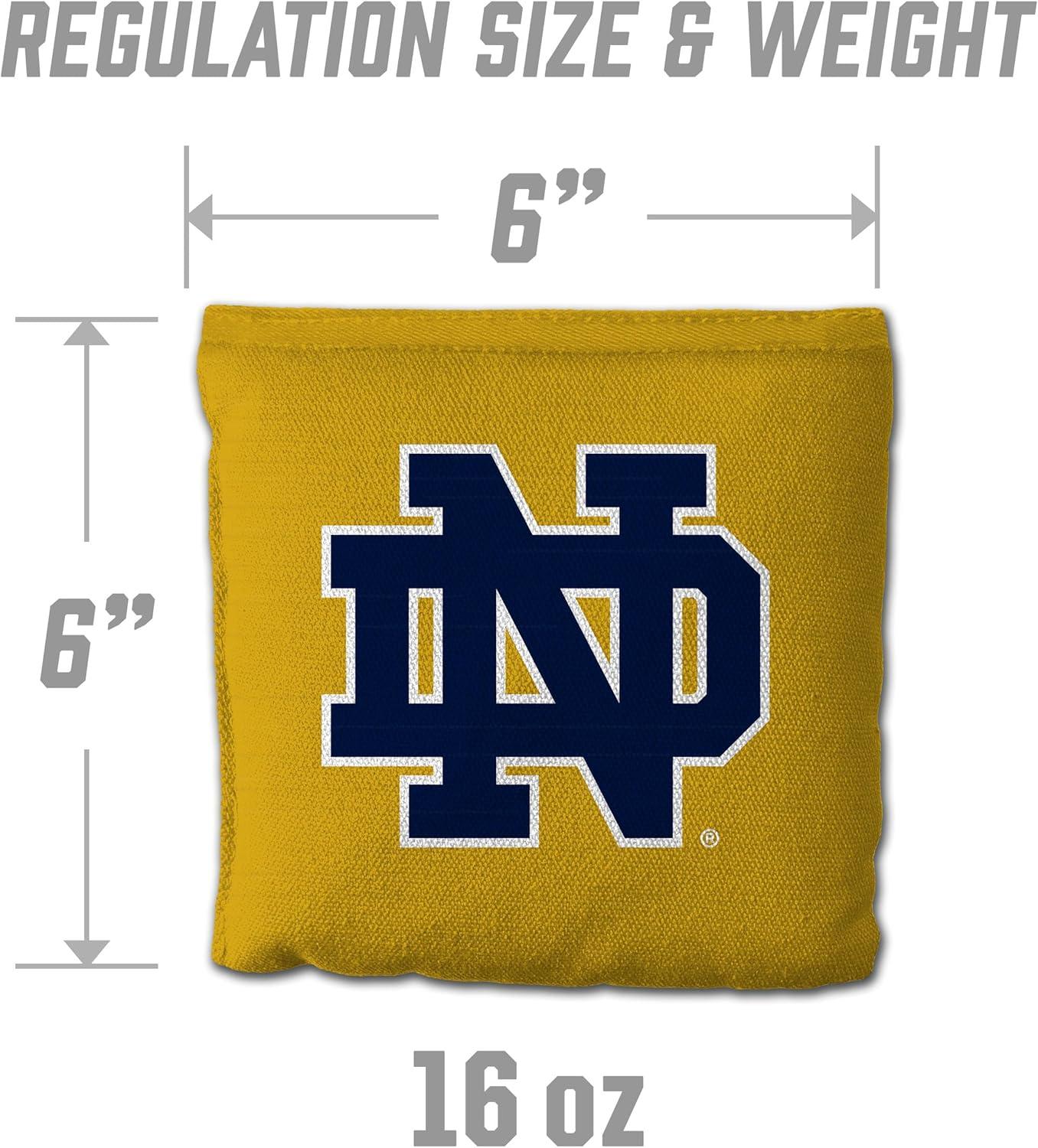 imageYouTheFan OfficiallyLicensed NCAA Set of 8 Cornhole Bags All Weather Dual Sided Slide ampamp Stop Regulation Size with Carry caseNotre Dame Fighting Irish