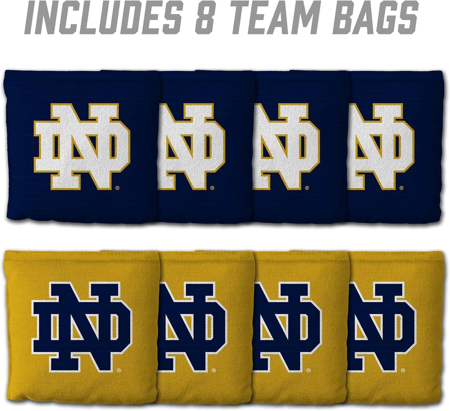 imageYouTheFan OfficiallyLicensed NCAA Set of 8 Cornhole Bags All Weather Dual Sided Slide ampamp Stop Regulation Size with Carry caseNotre Dame Fighting Irish