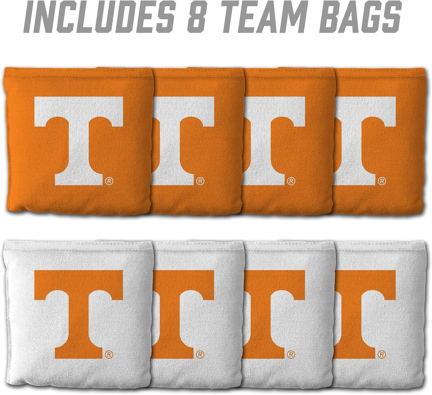 imageYouTheFan OfficiallyLicensed NCAA Set of 8 Cornhole Bags All Weather Dual Sided Slide ampamp Stop Regulation Size with Carry caseTennessee Volunteers