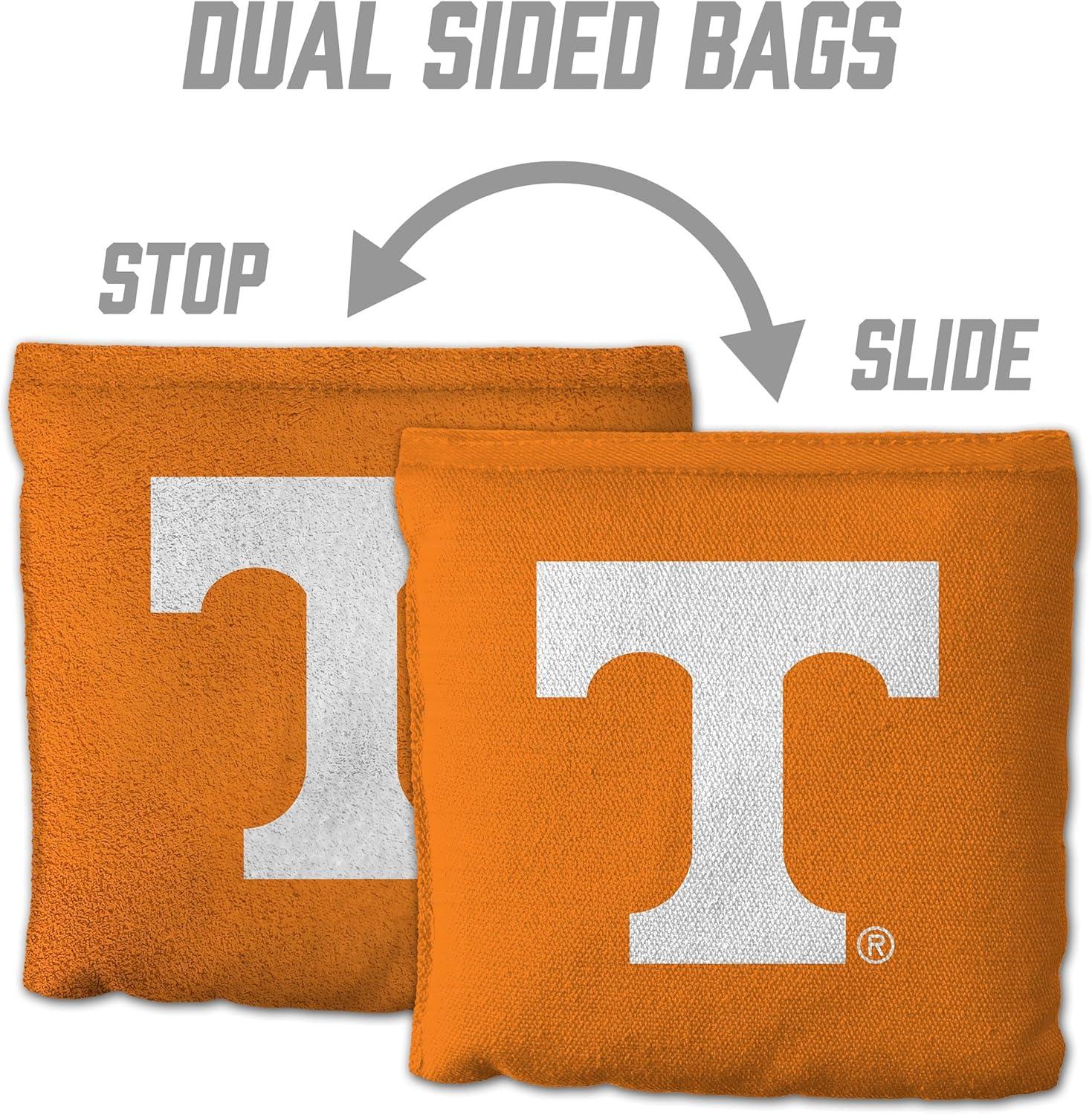 imageYouTheFan OfficiallyLicensed NCAA Set of 8 Cornhole Bags All Weather Dual Sided Slide ampamp Stop Regulation Size with Carry caseTennessee Volunteers