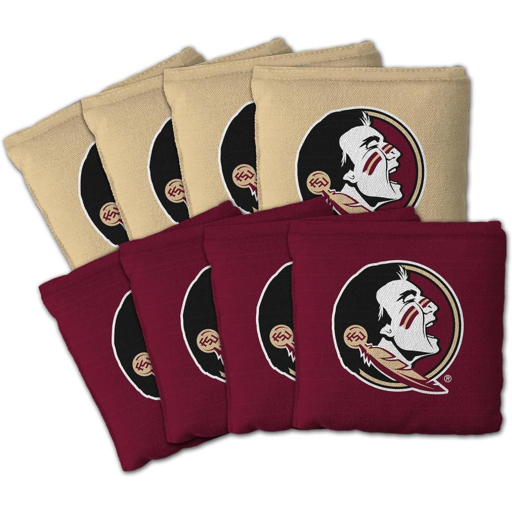 imageYouTheFan OfficiallyLicensed NCAA Set of 8 Cornhole Bags All Weather Dual Sided Slide ampamp Stop Regulation Size with Carry caseFlorida State Seminoles