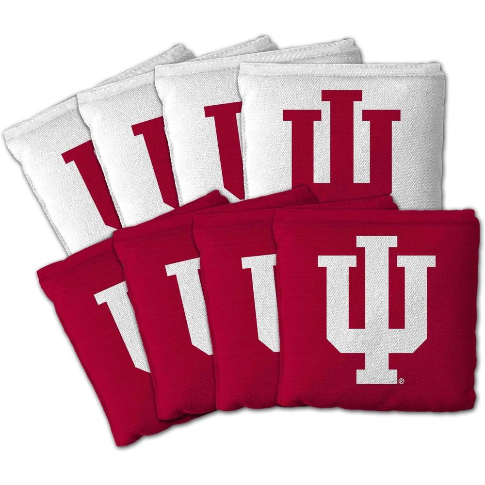 imageYouTheFan OfficiallyLicensed NCAA Set of 8 Cornhole Bags All Weather Dual Sided Slide ampamp Stop Regulation Size with Carry caseIndiana Hoosiers