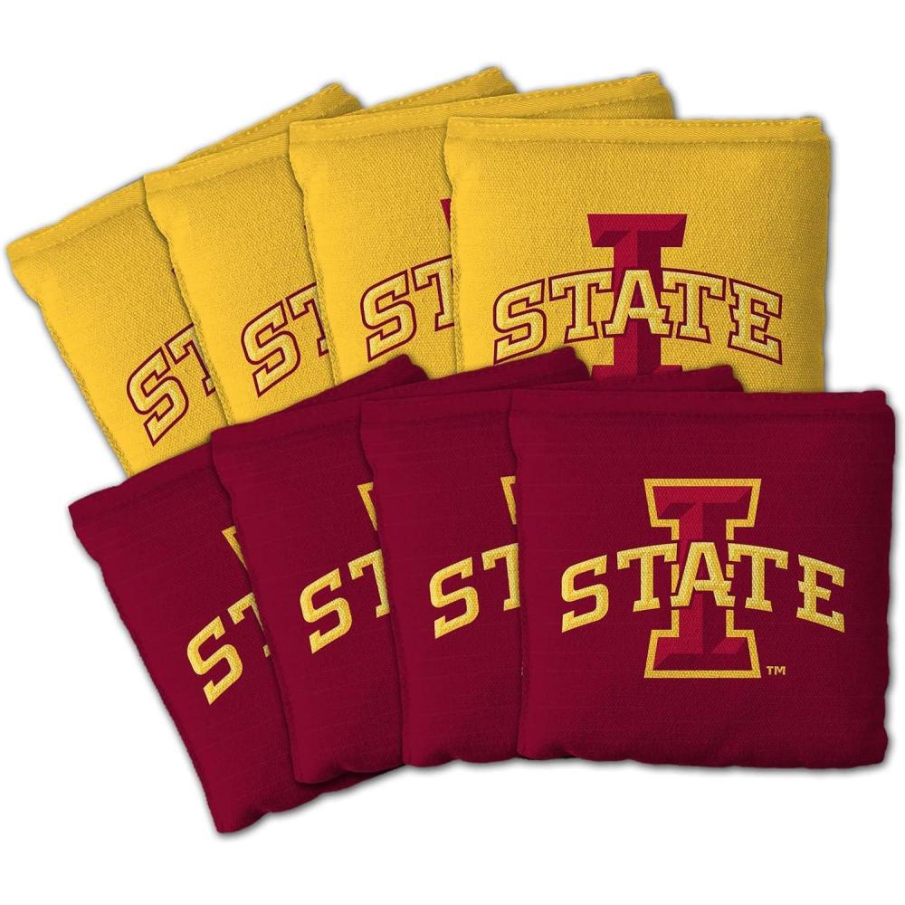 imageYouTheFan OfficiallyLicensed NCAA Set of 8 Cornhole Bags All Weather Dual Sided Slide ampamp Stop Regulation Size with Carry caseIowa State Cyclones