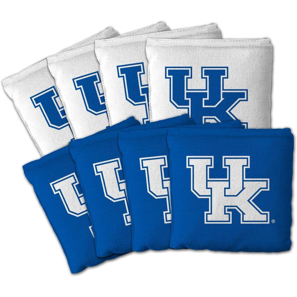 imageYouTheFan OfficiallyLicensed NCAA Set of 8 Cornhole Bags  All Weather Dual Sided Slide ampamp Stop  Regulation Size with Carry caseKentucky Wildcats