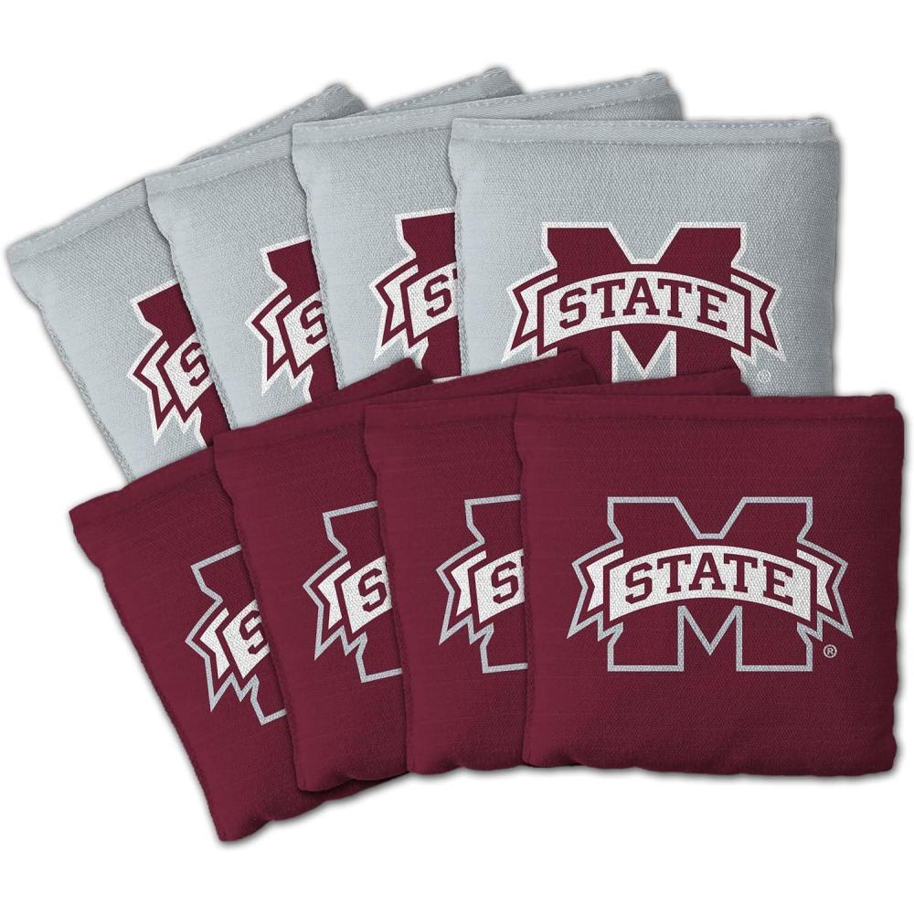 imageYouTheFan OfficiallyLicensed NCAA Set of 8 Cornhole Bags All Weather Dual Sided Slide ampamp Stop Regulation Size with Carry caseMississippi State Bulldogs