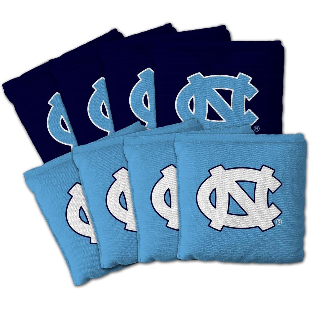 imageYouTheFan OfficiallyLicensed NCAA Set of 8 Cornhole Bags All Weather Dual Sided Slide ampamp Stop Regulation Size with Carry caseNorth Carolina Tar Heels