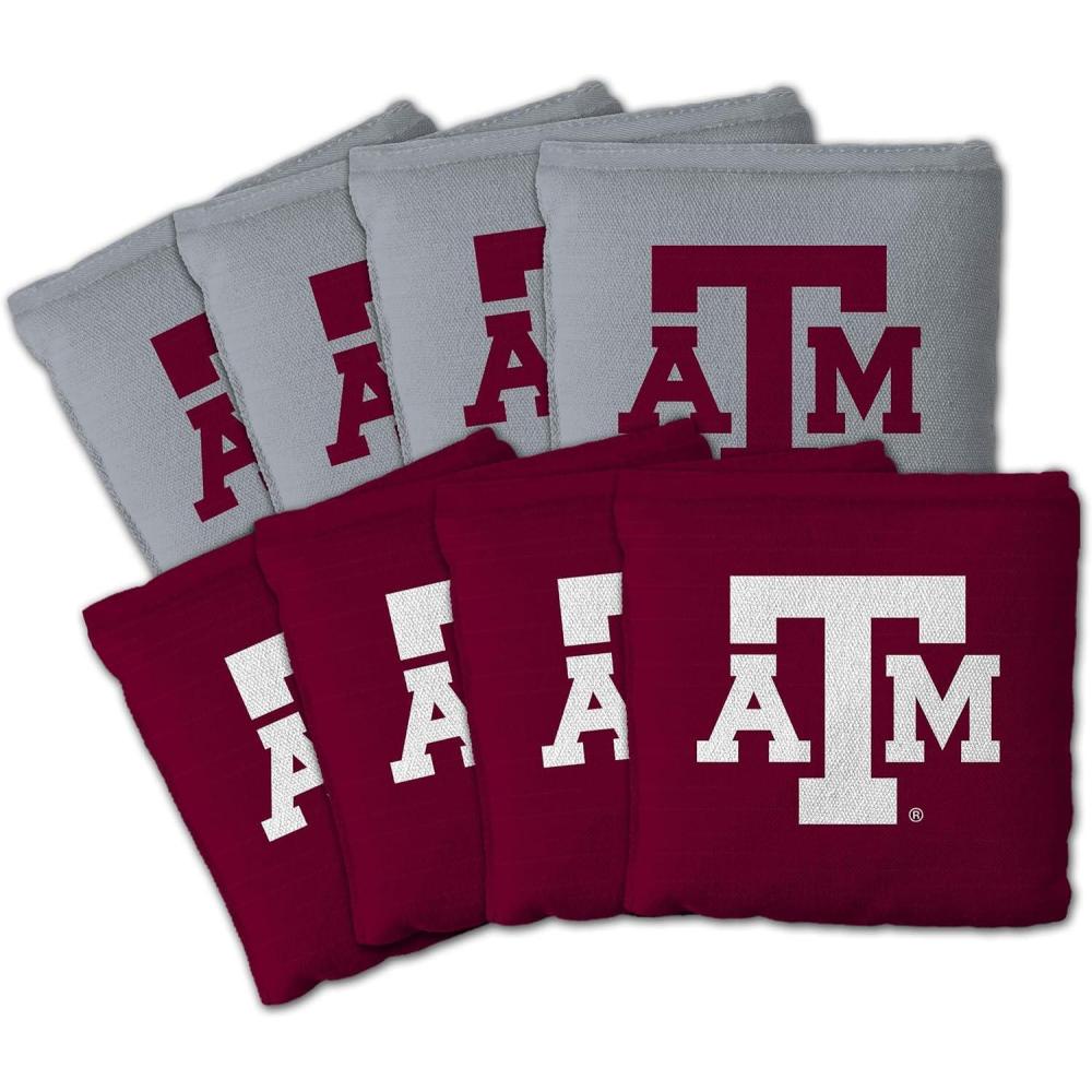 imageYouTheFan OfficiallyLicensed NCAA Set of 8 Cornhole Bags All Weather Dual Sided Slide ampamp Stop Regulation Size with Carry caseTexas AM Aggies