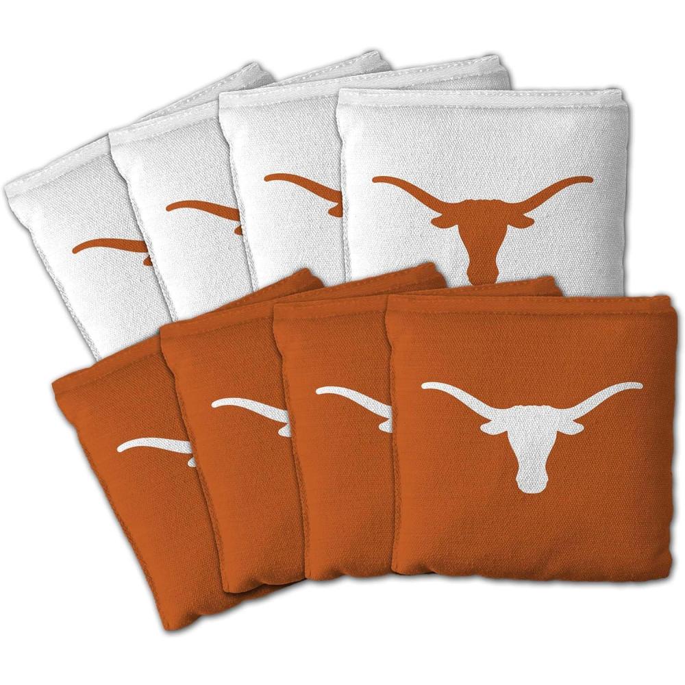 imageYouTheFan OfficiallyLicensed NCAA Set of 8 Cornhole Bags  All Weather Dual Sided Slide ampamp Stop  Regulation Size with Carry caseTexas Longhorns