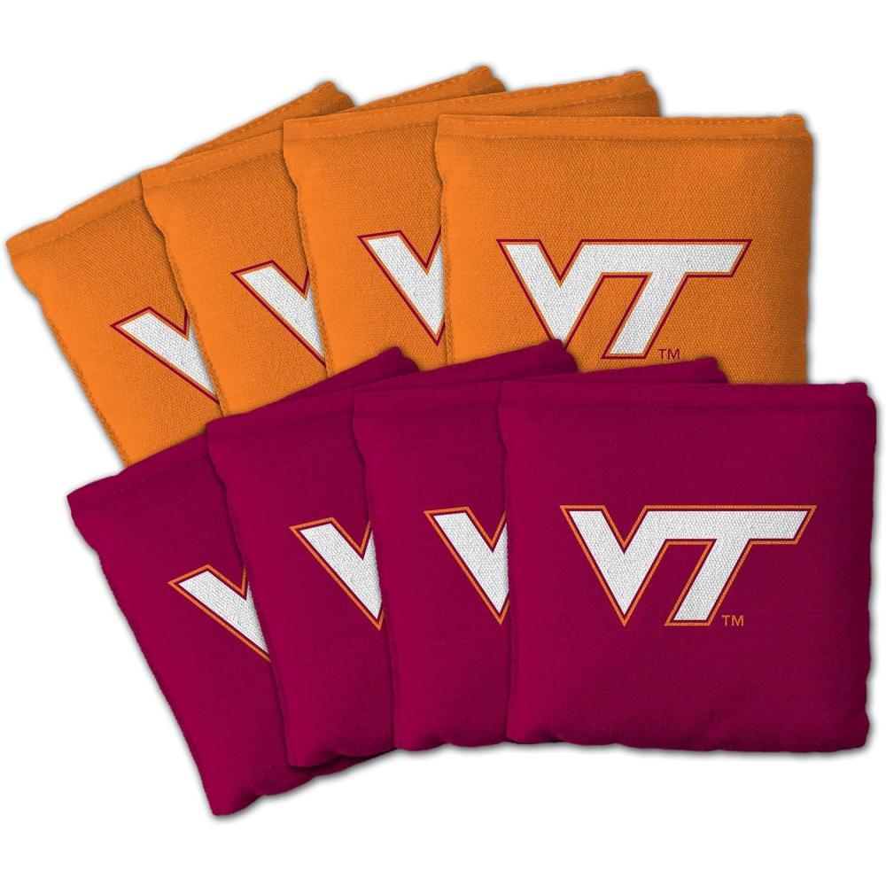 imageYouTheFan OfficiallyLicensed NCAA Set of 8 Cornhole Bags  All Weather Dual Sided Slide ampamp Stop  Regulation Size with Carry caseVirginia Tech Hokies