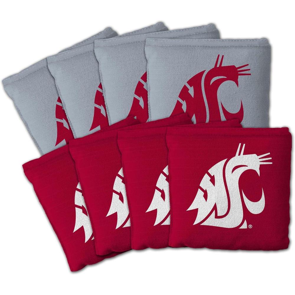 imageYouTheFan OfficiallyLicensed NCAA Set of 8 Cornhole Bags All Weather Dual Sided Slide ampamp Stop Regulation Size with Carry caseWashington State Cougars