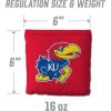YouTheFan Officially-Licensed NCAA Set of 8 Cornhole Bags – All Weather Dual Sided Slide & Stop – Regulation Size with Carry case(Kansas Jayhawks)