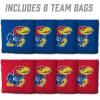 YouTheFan Officially-Licensed NCAA Set of 8 Cornhole Bags – All Weather Dual Sided Slide & Stop – Regulation Size with Carry case(Kansas Jayhawks)