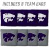 YouTheFan Officially-Licensed NCAA Set of 8 Cornhole Bags – All Weather Dual Sided Slide & Stop – Regulation Size with Carry case(Kansas State Wildcats)