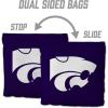 YouTheFan Officially-Licensed NCAA Set of 8 Cornhole Bags – All Weather Dual Sided Slide & Stop – Regulation Size with Carry case(Kansas State Wildcats)