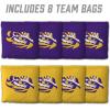 YouTheFan Officially-Licensed NCAA Set of 8 Cornhole Bags – All Weather Dual Sided Slide & Stop – Regulation Size with Carry case(LSU Tigers)