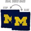 YouTheFan Officially-Licensed NCAA Set of 8 Cornhole Bags – All Weather Dual Sided Slide & Stop – Regulation Size with Carry case(Michigan Wolverines)