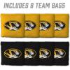 YouTheFan Officially-Licensed NCAA Set of 8 Cornhole Bags – All Weather Dual Sided Slide & Stop – Regulation Size with Carry case(Missouri Tigers)