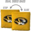 YouTheFan Officially-Licensed NCAA Set of 8 Cornhole Bags – All Weather Dual Sided Slide & Stop – Regulation Size with Carry case(Missouri Tigers)