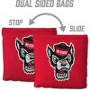 YouTheFan Officially-Licensed NCAA Set of 8 Cornhole Bags – All Weather Dual Sided Slide & Stop – Regulation Size with Carry case(NC State Wolfpack)