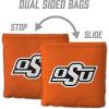 YouTheFan Officially-Licensed NCAA Set of 8 Cornhole Bags – All Weather Dual Sided Slide & Stop – Regulation Size with Carry case(Oklahoma State Cowboys)