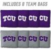 YouTheFan Officially-Licensed NCAA Set of 8 Cornhole Bags – All Weather Dual Sided Slide & Stop – Regulation Size with Carry case(TCU Horned Frogs)