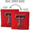 YouTheFan Officially-Licensed NCAA Set of 8 Cornhole Bags – All Weather Dual Sided Slide & Stop – Regulation Size with Carry case(Texas Tech Red Raiders)