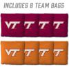 YouTheFan Officially-Licensed NCAA Set of 8 Cornhole Bags – All Weather Dual Sided Slide & Stop – Regulation Size with Carry case(Virginia Tech Hokies)