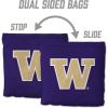 YouTheFan Officially-Licensed NCAA Set of 8 Cornhole Bags – All Weather Dual Sided Slide & Stop – Regulation Size with Carry case(Washington Huskies)