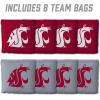 YouTheFan Officially-Licensed NCAA Set of 8 Cornhole Bags – All Weather Dual Sided Slide & Stop – Regulation Size with Carry case(Washington State Cougars)
