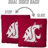 YouTheFan Officially-Licensed NCAA Set of 8 Cornhole Bags – All Weather Dual Sided Slide & Stop – Regulation Size with Carry case(Washington State Cougars)