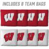 YouTheFan Officially-Licensed NCAA Set of 8 Cornhole Bags – All Weather Dual Sided Slide & Stop – Regulation Size with Carry case(Wisconsin Badgers)