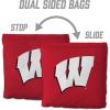 YouTheFan Officially-Licensed NCAA Set of 8 Cornhole Bags – All Weather Dual Sided Slide & Stop – Regulation Size with Carry case(Wisconsin Badgers)