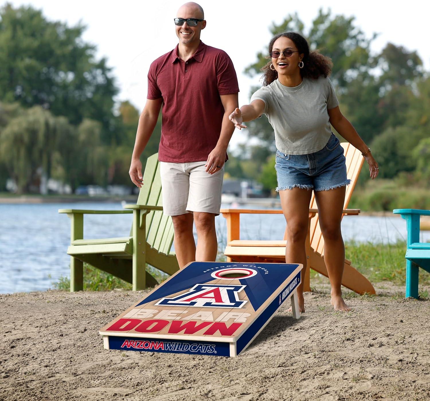 imageYouTheFan NCAA 2 x 4 Slogan Series Professional Wood Cornhole Game with Logo BagsArizona Wildcats