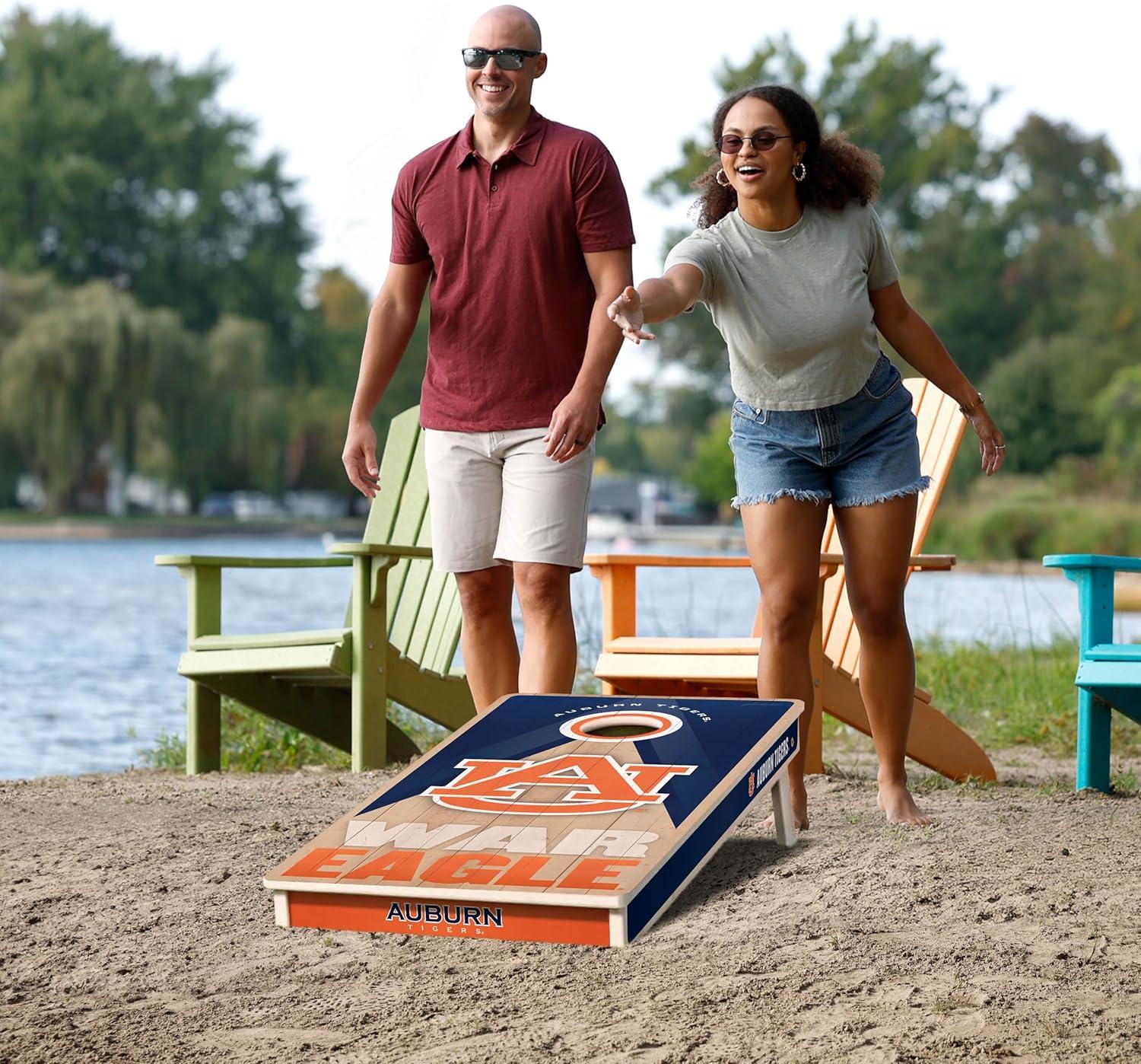 imageYouTheFan NCAA 2 x 4 Slogan Series Professional Wood Cornhole Game with Logo BagsAuburn Tigers