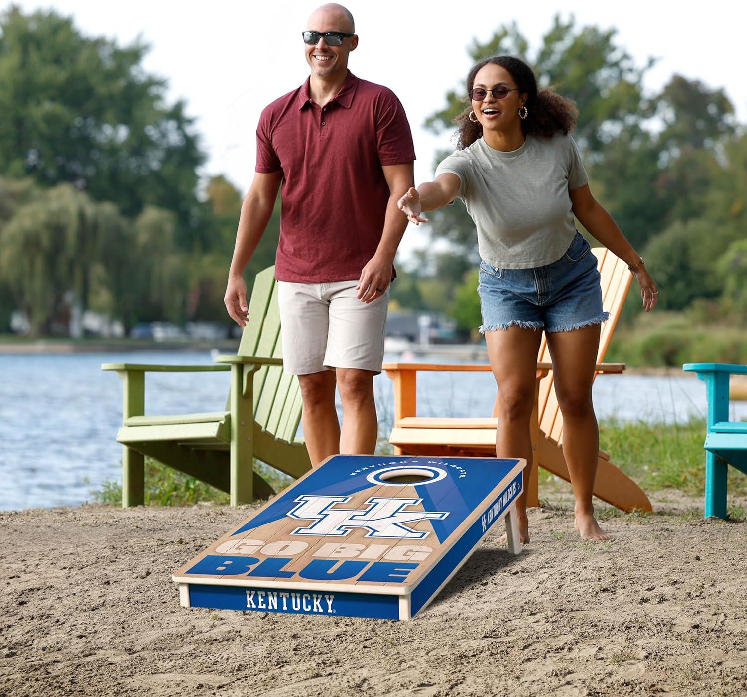 imageYouTheFan NCAA 2 x 4 Slogan Series Professional Wood Cornhole Game with Logo BagsKentucky Wildcats