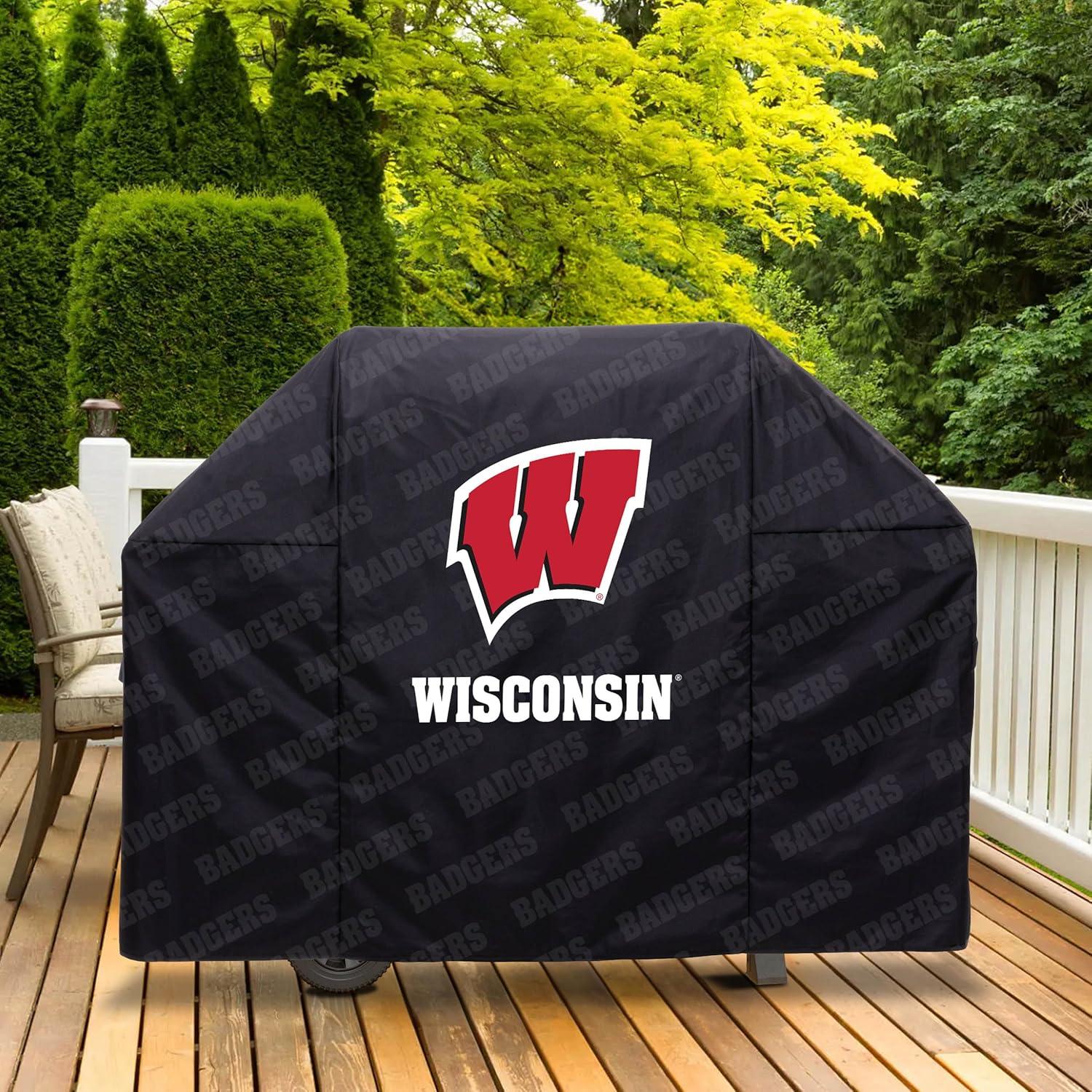 imageYouTheFan NCAA Heavy Duty Waterproof Grill Cover UV Resistant Durable Polyester BBQ Cover Weatherproof Protection for Outdoor Gas or Charcoal Grills for Grills up to 5 WideWisconsin Badgers