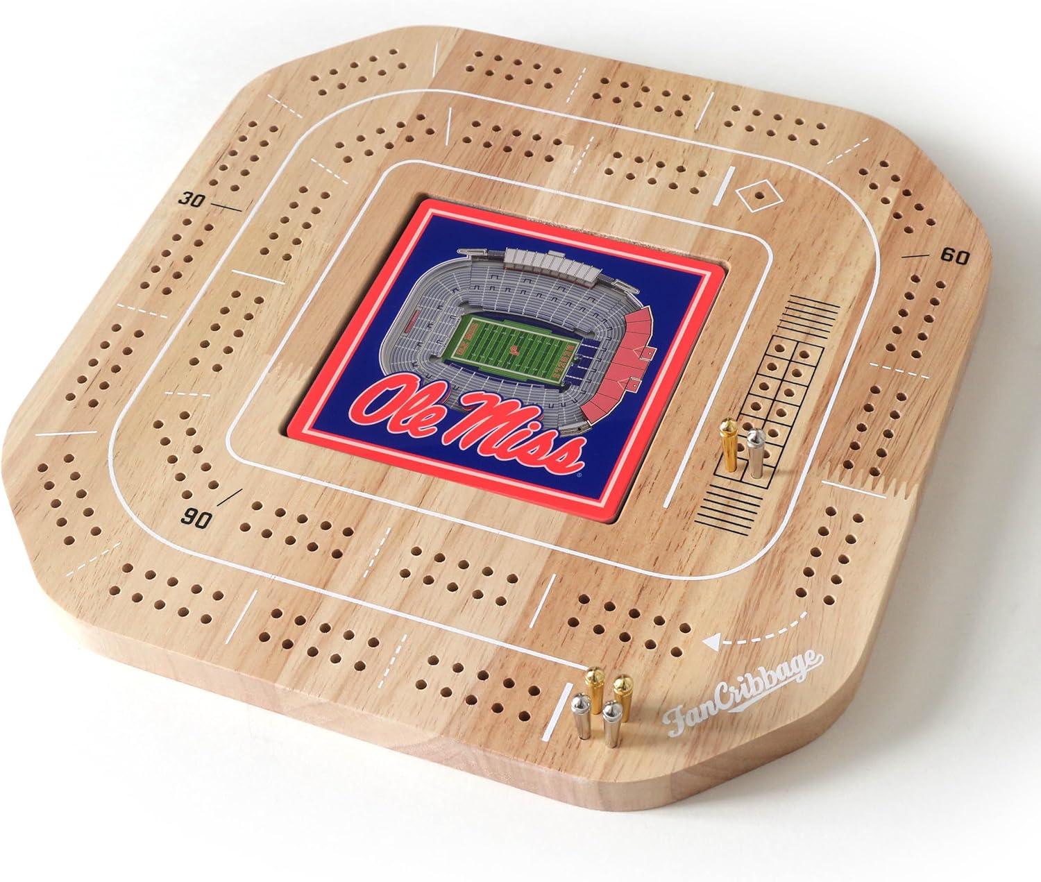 imageYouTheFan NCAA Licensed Fan Cribbage Wood Board GameMississippi Rebels