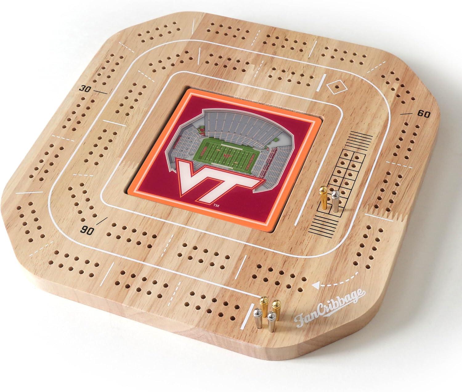 imageYouTheFan NCAA Licensed Fan Cribbage Wood Board GameVirginia Tech Hokies